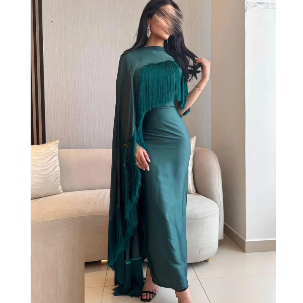 

Mignon Satin Mermaid Boat-neck Beading Tassel Evening Dress PromDress Formal Dress Elegant Evening Party Dress for Women 2024