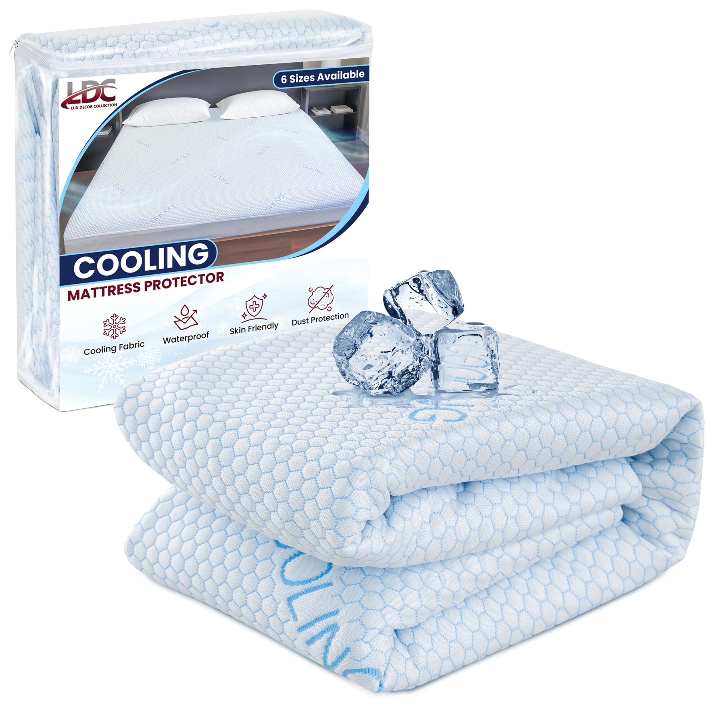 Lux Décor Cooling Waterproof Mattress Protector – Lightweight, Breathable Deep Pocket Cover 2