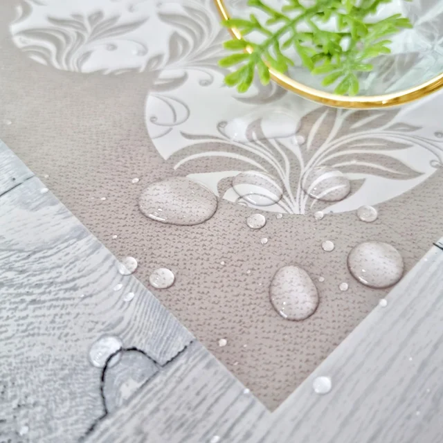 Tovaglia lavabile in tela oleosa, PVC, cartone animato in legno con cuore, impermeabile, moderna, tappetino da cucina, festa, sala da pranzo, facile da pulire, dimensioni tra cui scegliere, tavolo rettangolare, foglio superiore in PVC al 100%, resistente all'acqua, 3