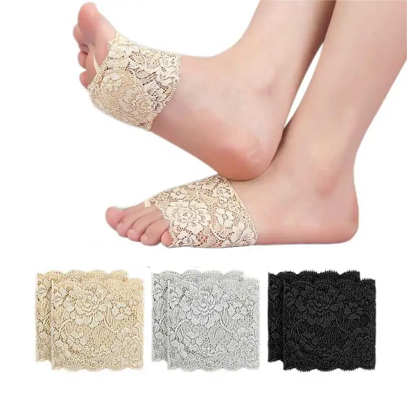 Women's Open Toe Slide Sandal Liner Socks Non Slip Toe Cover No Show Half Socks with Sponge Cushion 1 pair toe topper socks breathable sweat absorbent show forefoot pad not toe liner covers for high heels flats sandal