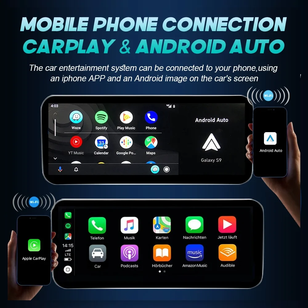 Android 14 CarPlay sem fio para Mercedes Benz C Class W205, Multimídia Automóvel, Navegação GPS, SWC, DSP, 4G WiFi