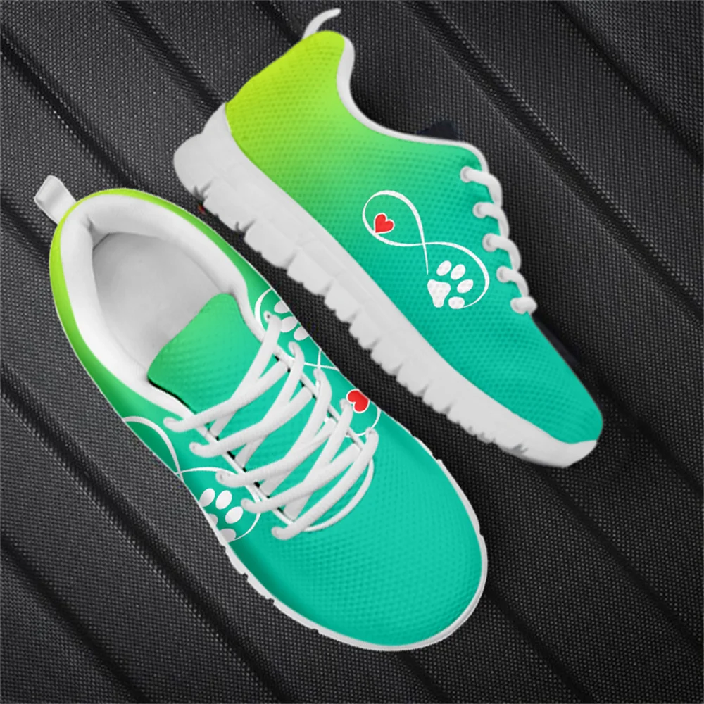 

Print Lively Dog Claw Ladies Running Shoes Outdoor Soft Sole Woman Walking Shoes Classic Breathable Mesh Lace Up Girls Shoes