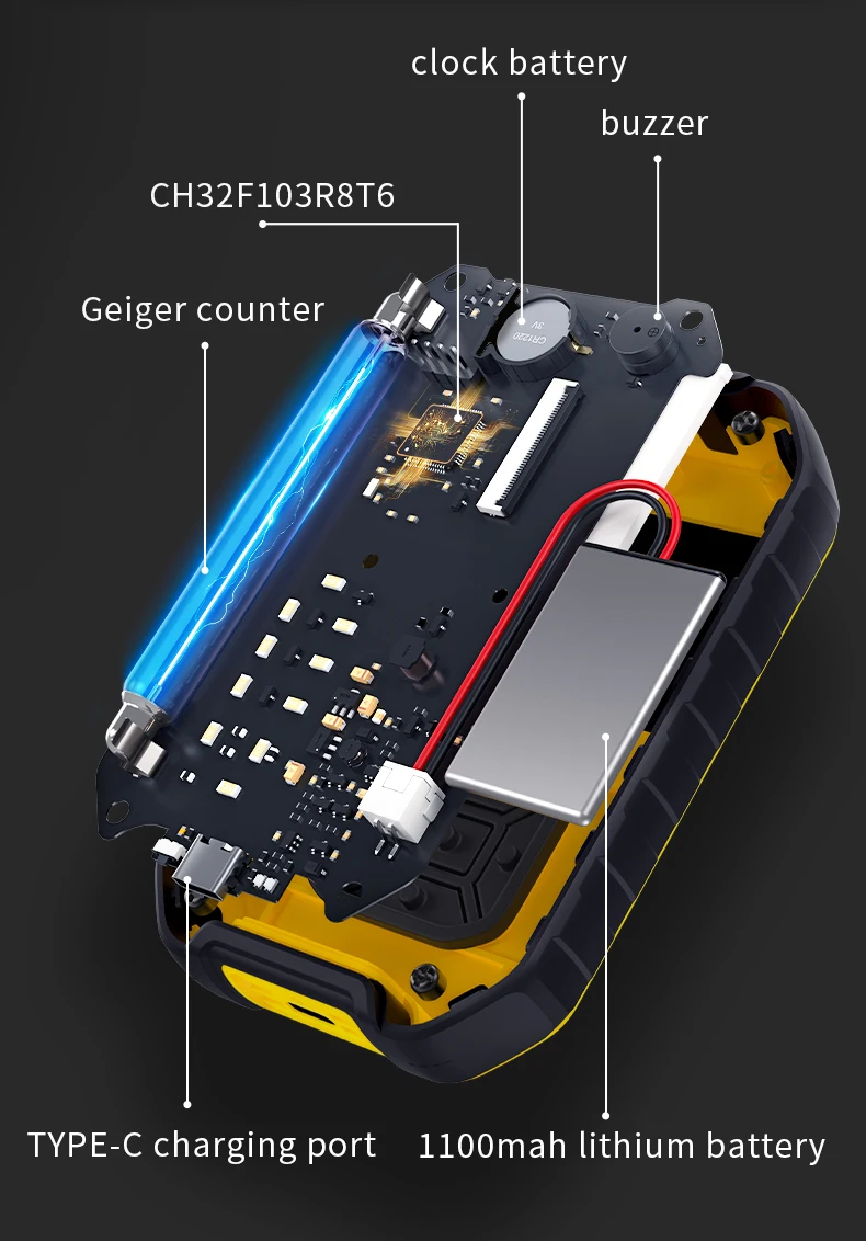 FNIRSI GC-01 Geiger Counter Nuclear Radiation Detector X-ray γ-ray βray Radioactivity Detector Personal Dosimeter Rechargeable