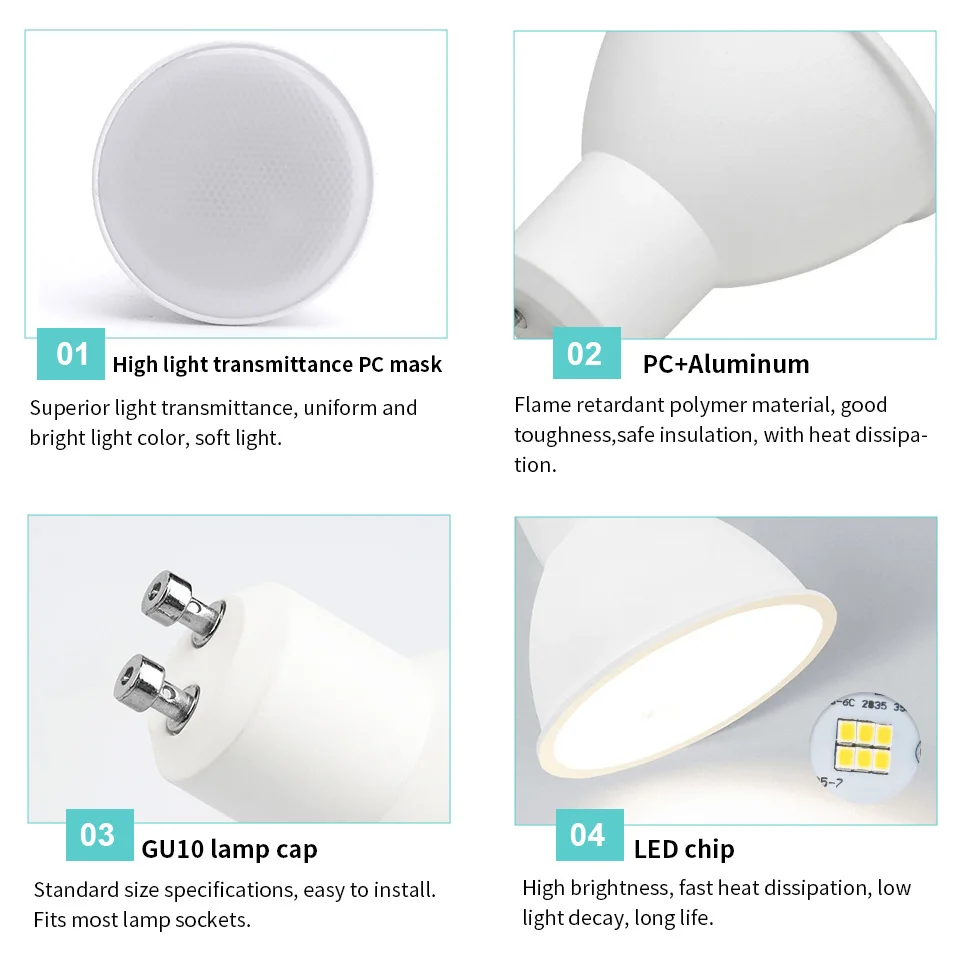 รูปสินค้า หลอดไฟ LED GU10 ปรับกำลังไฟได้ 3-50W แสงอุ่น