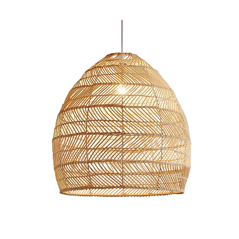 Minimalist Black Wicker Pendant Lamp Farmhouse Natural Rattan Hand