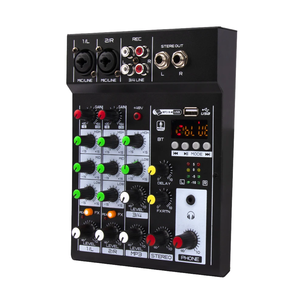 Mic 2U Mini Audio Mixer audio mixer Broadcast Podcast 4 Channels Volume Control Powerful Power Adapter/Charging Bank Dual Use Mini Mixer