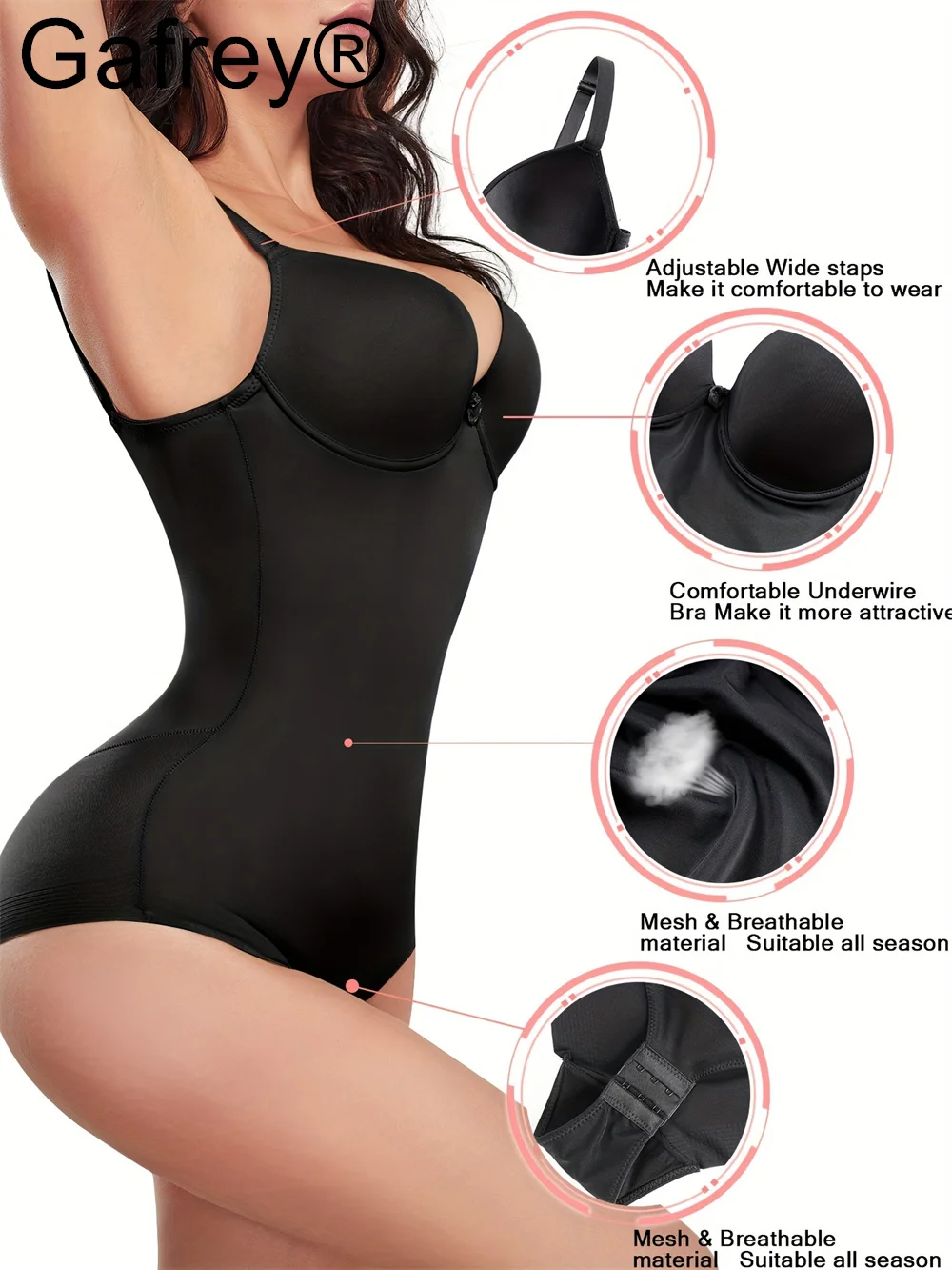 Women's Shaping Bodysuit with Smooth Tummy Control Shapewear Firm Control  Ultra Light Built-in Bra Body Shaper Briefer Fajas
