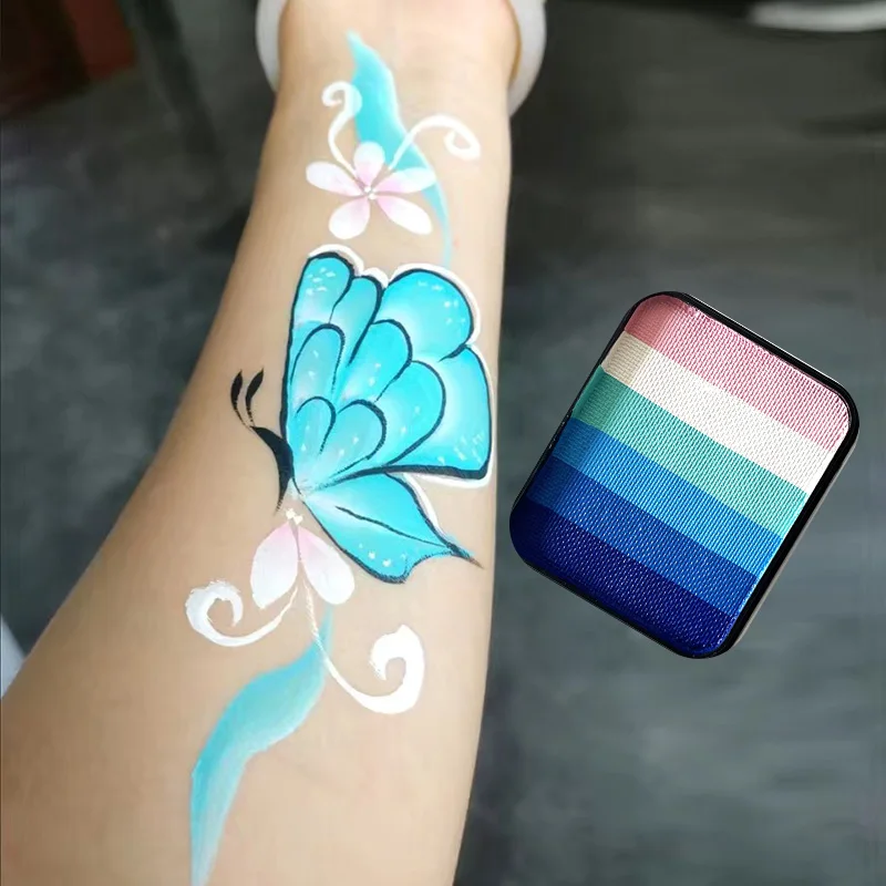 30g Face Painting Rainbow Split Cake Non-Toxic Glow Water-Based Eyeliner For Christmas Halloween Special Makeup 4