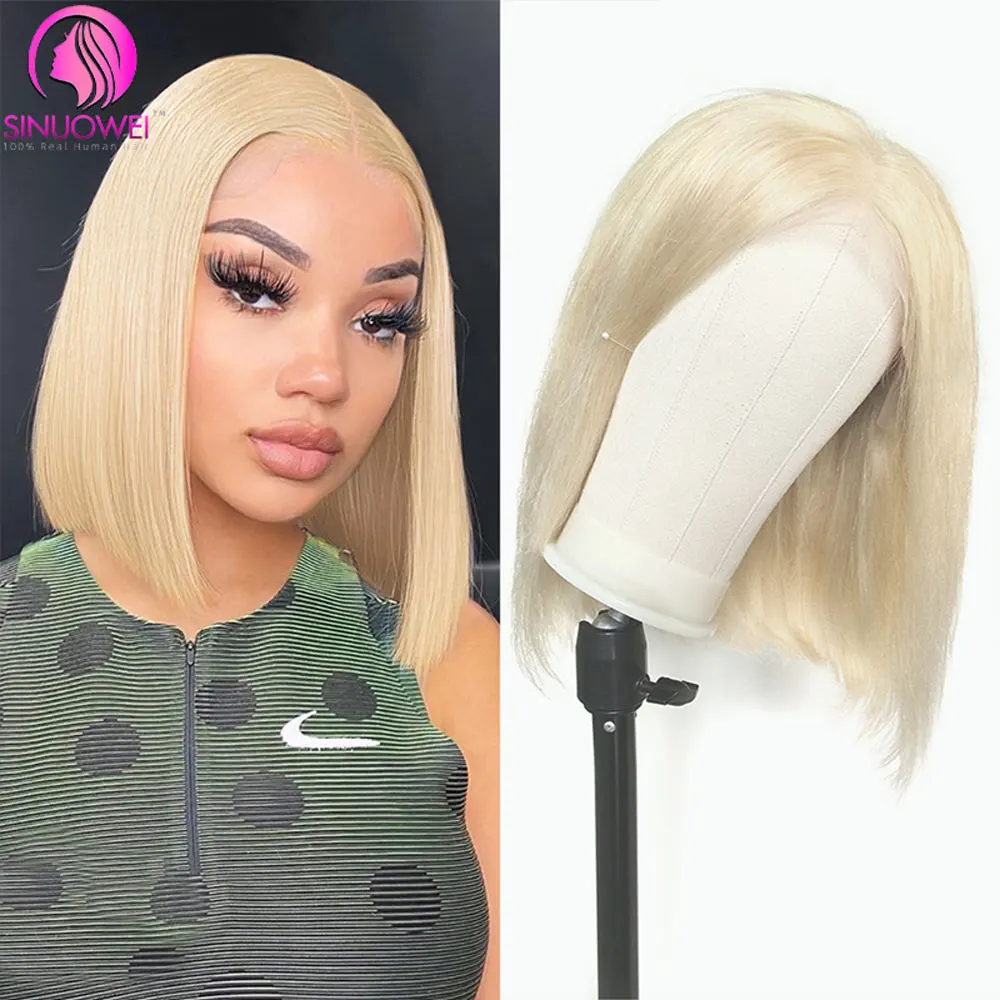 

613 Blonde Bob Human Hair Wig Lace Front Wig 13x4 Lace Front Human Hair Wigs Brazilian Straight Short Bob Lace Frontal Wig 180%