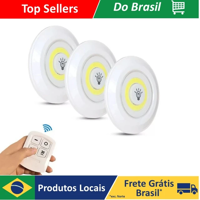 DAFUSHOP Kit 3 Lâmpada Luminária Led Spot Sem Fio Controle Remoto Iluminação Casa Jardim Armário ENVIO RÁPIDO