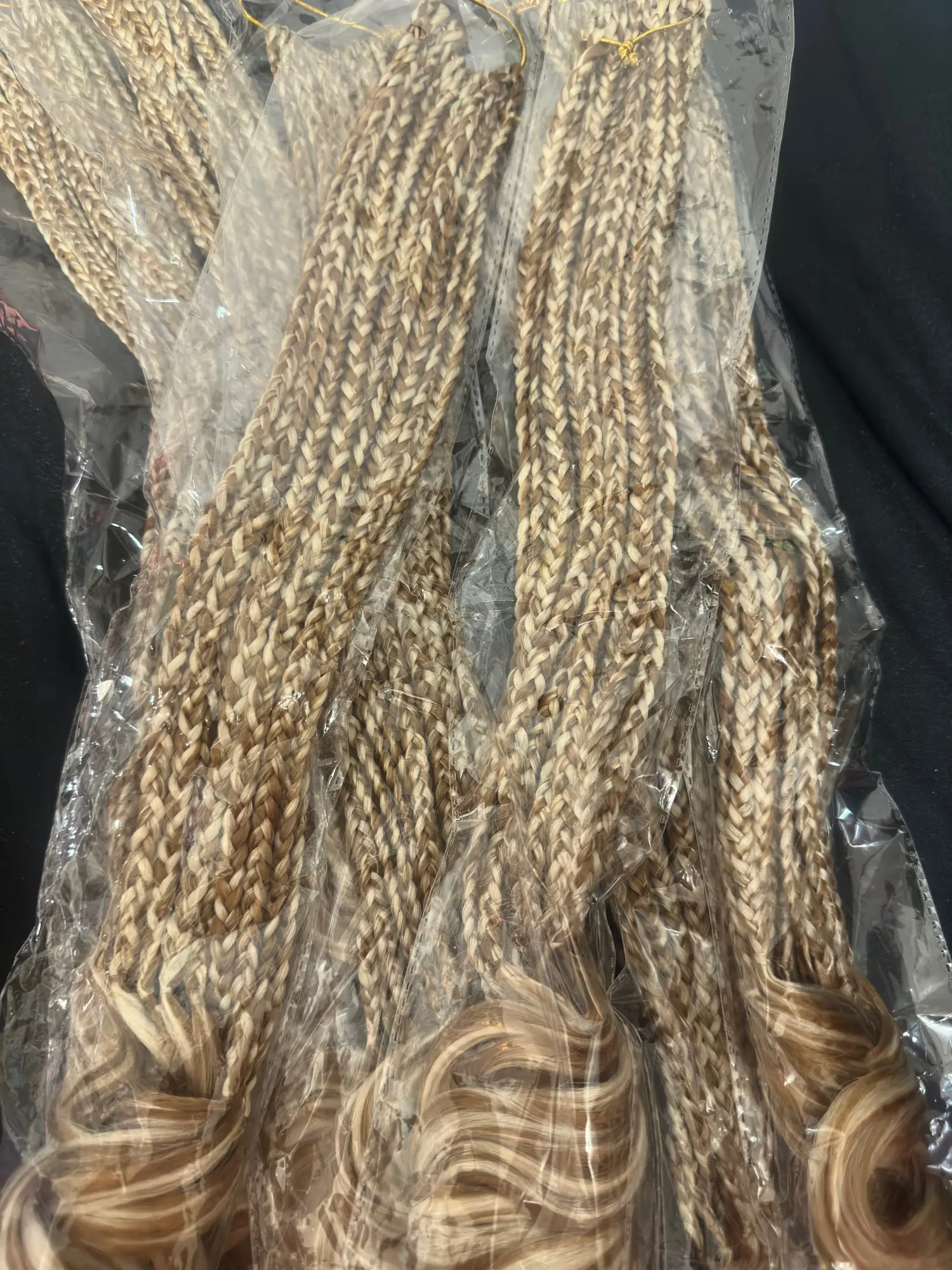 14 18 24 Inch French Curl Box Braids Crochet Hair Ombre Brown to Blonde Prelooped Synthetic French Curls Braiding Hair for Women photo review