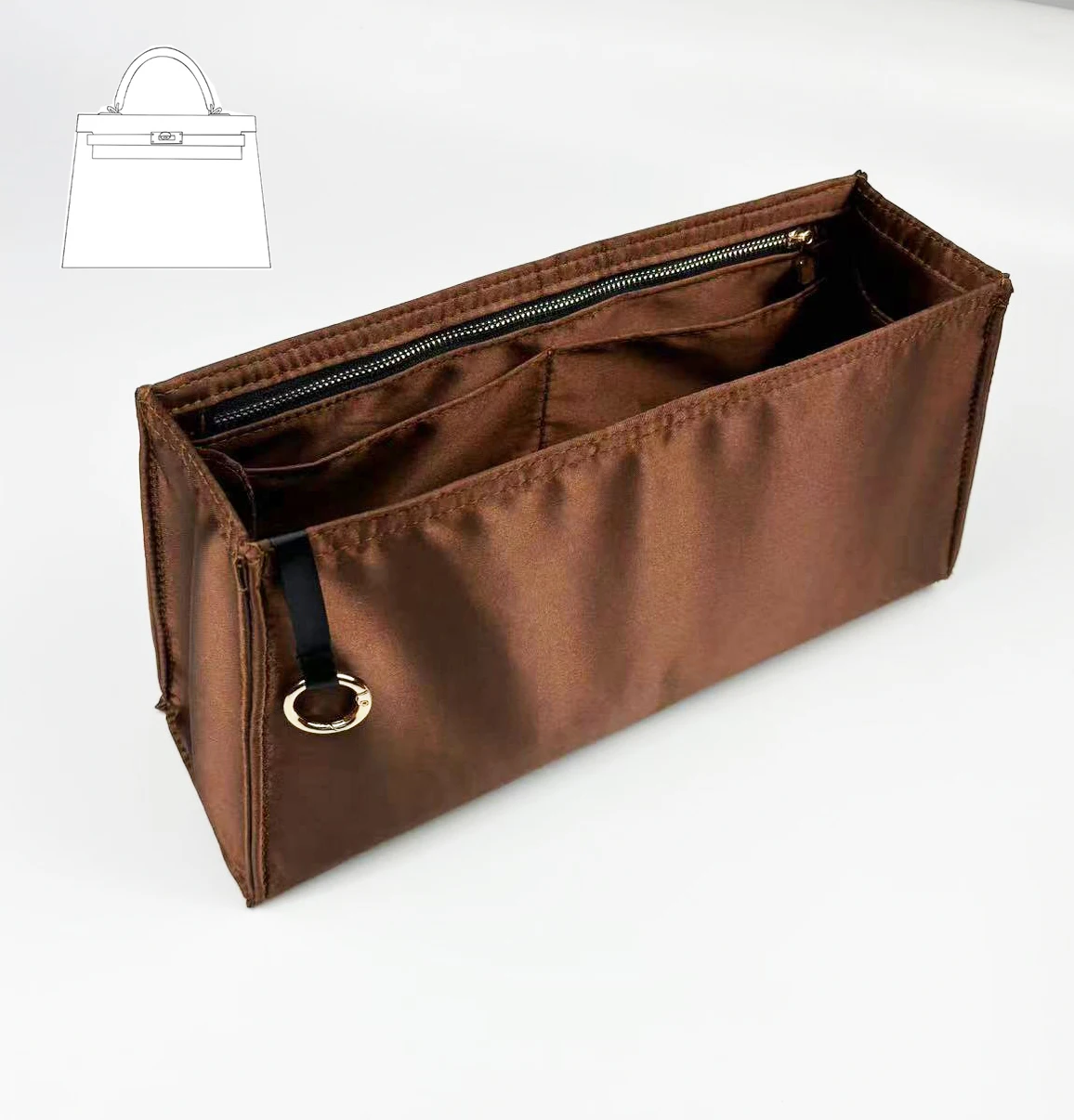 Silk Smooth Purse Organizer Insert for Kelly/25/28/32/35 Bags,Luxury Satin Handbags Shapers(Handmade）