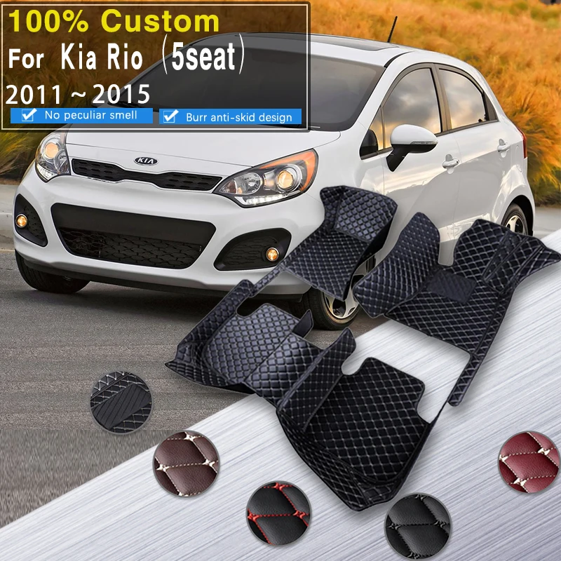 Car Floor Rubber Mats For Kia Rio 3 2011 2012 2013 2014 2015 Women Carpet Rugs Pads Full Set Interior Details Auto Accessories
