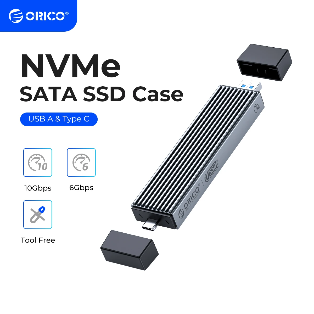 Support Orico-ssd Case em Usb a Tipo-c Interface Dupla M.2 m2 Nvme Chave m Sata Ngff Chave m & b Disco Rígido Ssd com Colete Refrigeração
