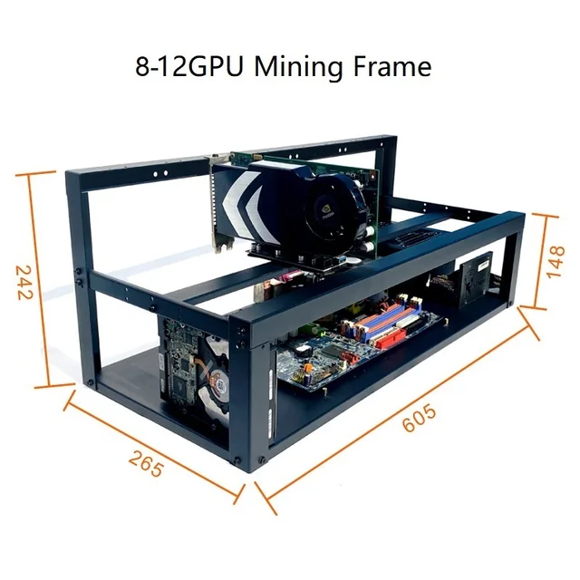 12 gpu moed de ço o r livre mineiro minerção qudro rig cso té 8 crtões ethereum bitcoin equipmento de minerção empilhável lumínio qudro de minerção|Cbos de computdor e conectores|  