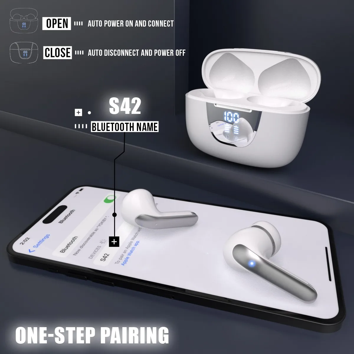 S42 bluetooth 2023ワイヤレスヘッドセット,マイク付き,ノイズ