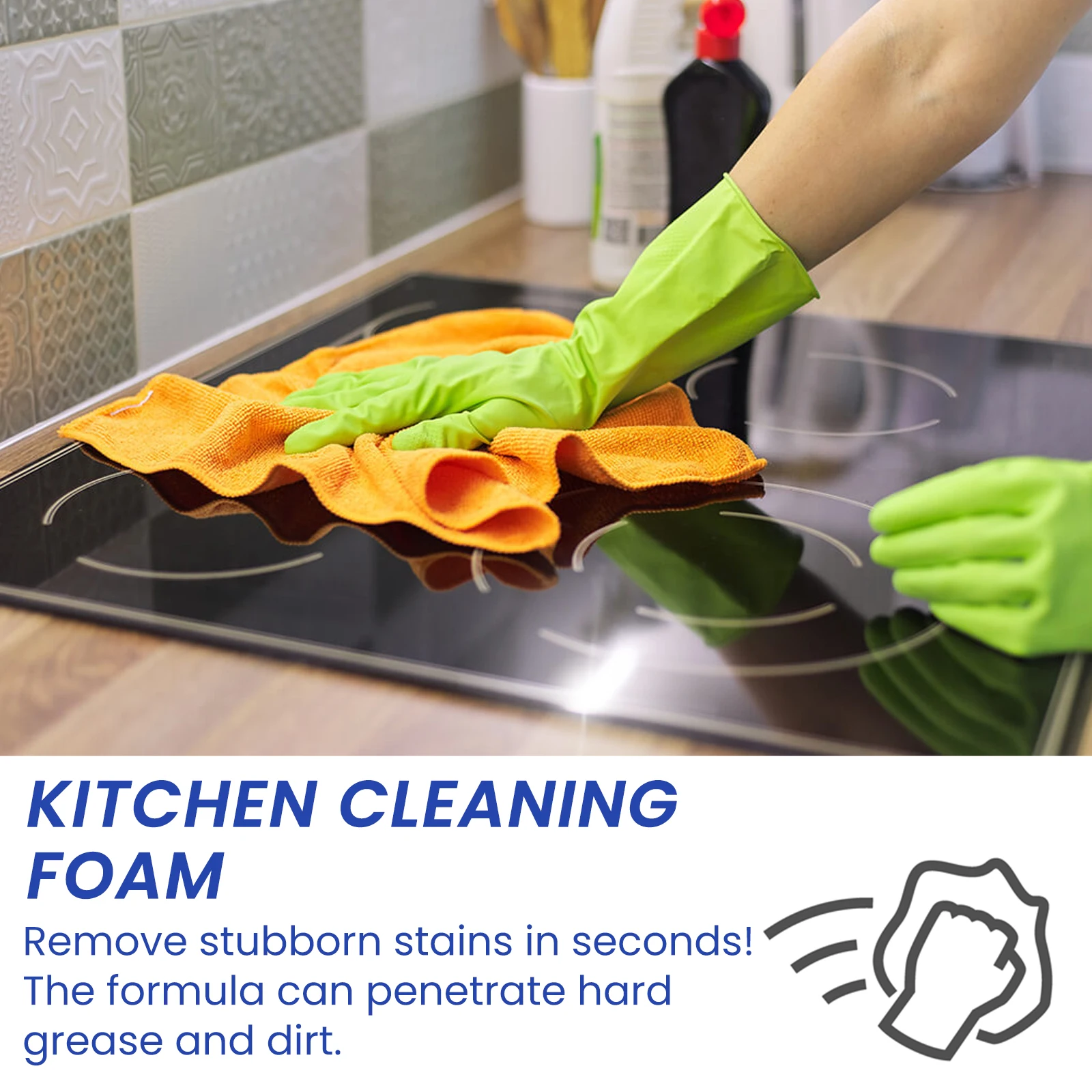 Jue-Fish Kitchen Foam Spray Kitchen Heavy Oil Stain Clean Stove Hood Oven Grease Remover Degrease Oil Remover Bubble Cleaner