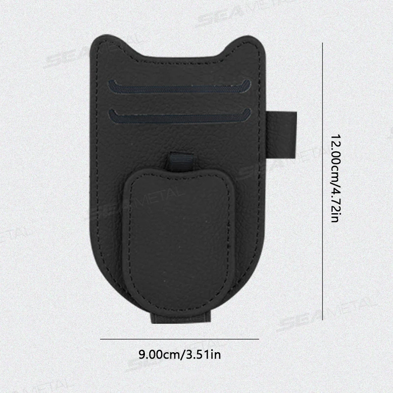 SEAMETAL Car Sun Visor Glasses Holder Magnetic Eyeglasses Hanger Clip Luxury Leatherette Car Sunglasses Holder Mount Universal BEST SELLERS
