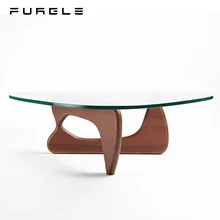 Furgle-mesa de centro triangular de cristal, mesa auxiliar para ocio de cristal templado, para cafetería/sala de estar
