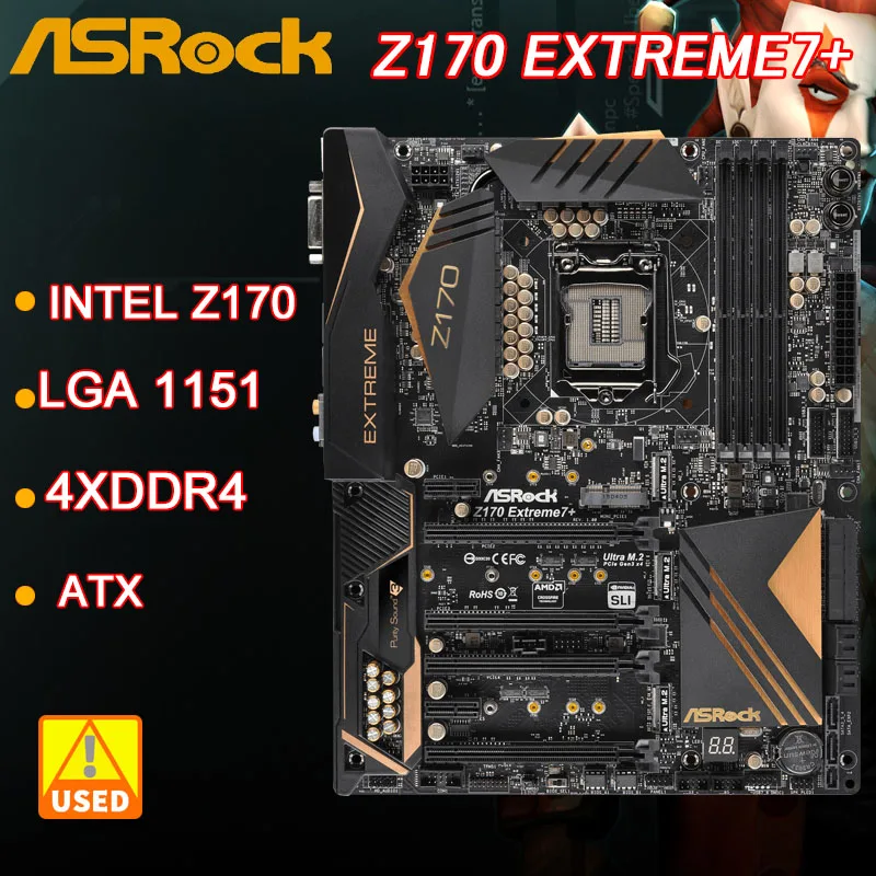 Scheda Madre Lga 1151 Asrock Z170 Extreme7 + Intel Z170 Supporto Core I5-6500 I7 6700K Cpu Ddr4 64Gb Pci-E 3.0 Muslimhdmi Atx