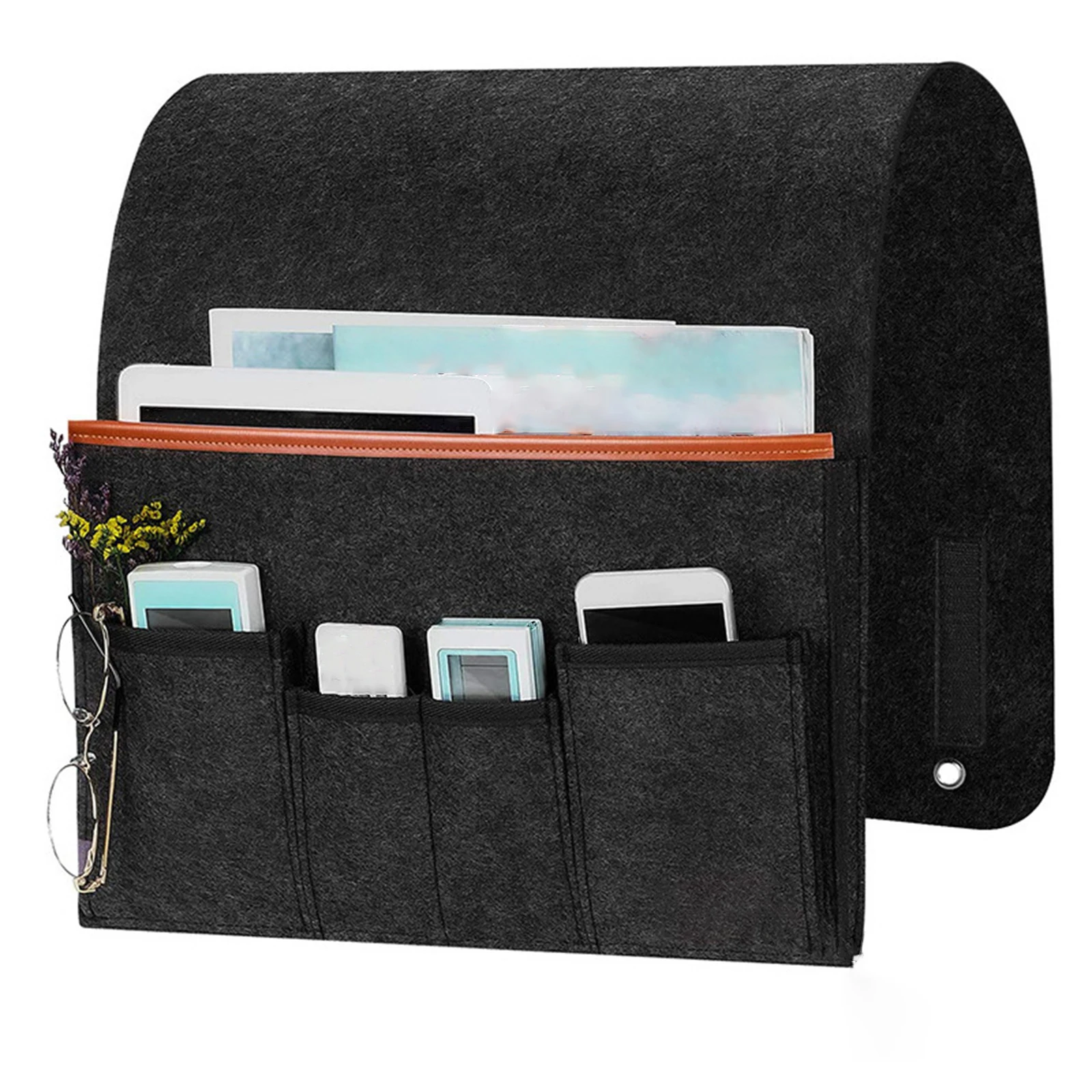 Felt Bedside Storage Bag Bed Desk Hanging Bag Sofa TV Remote Control Hanging Case Couch Storage Organizer Bed Holder Pockets