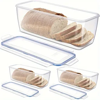 Scatola portaoggetti per pane in plastica Contenitore ermetico per alimenti Contenitore per pane per panini con coperchio Contenitore per pane per pane Organizzatore da cucina 1