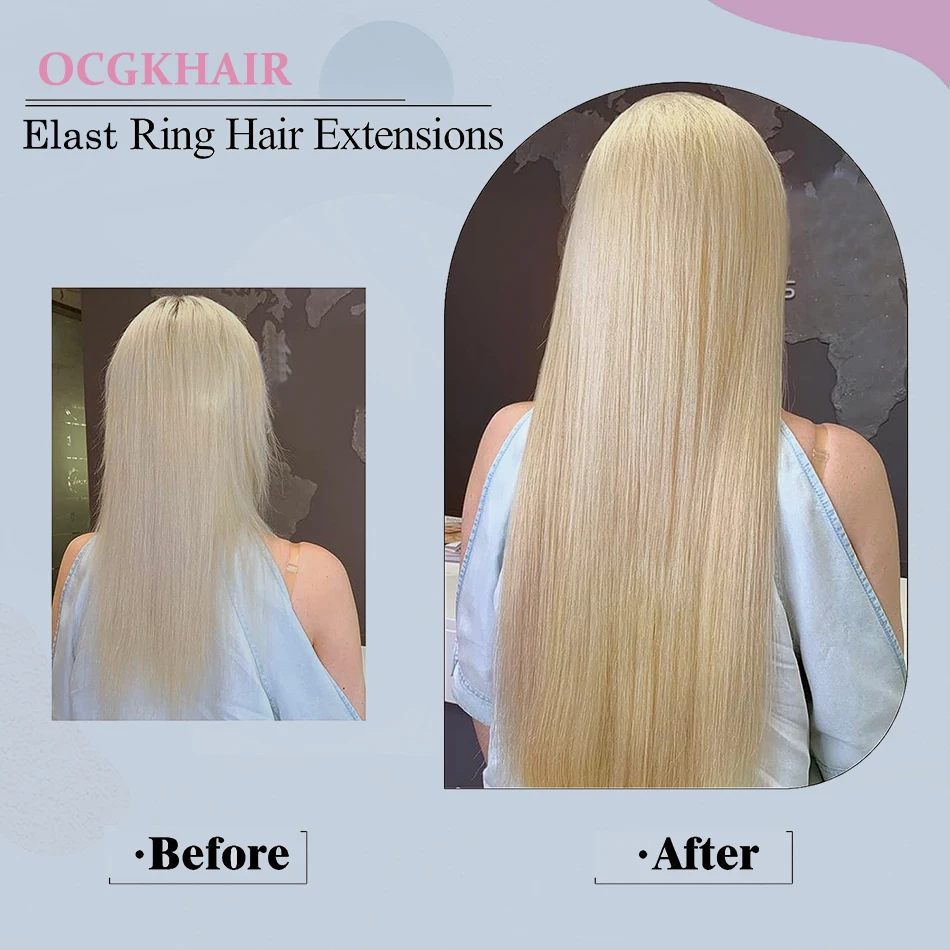 Highlight Blonde Elast Ring Hair Extensions Straight Naturel Real Human Hair Micro Beads Extension 0.8G/1G/Strand 12-26Inch