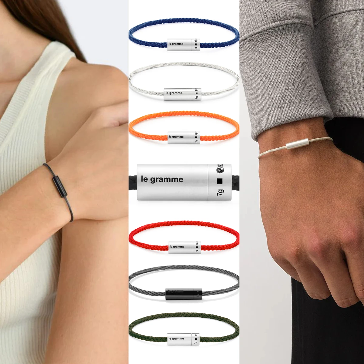 

Le Gramme Bracelet Nylon Rope Couple Bracelet 7g 925 Sterling silver French fashion Luxury Jewelry holiday gifts Free Shipping