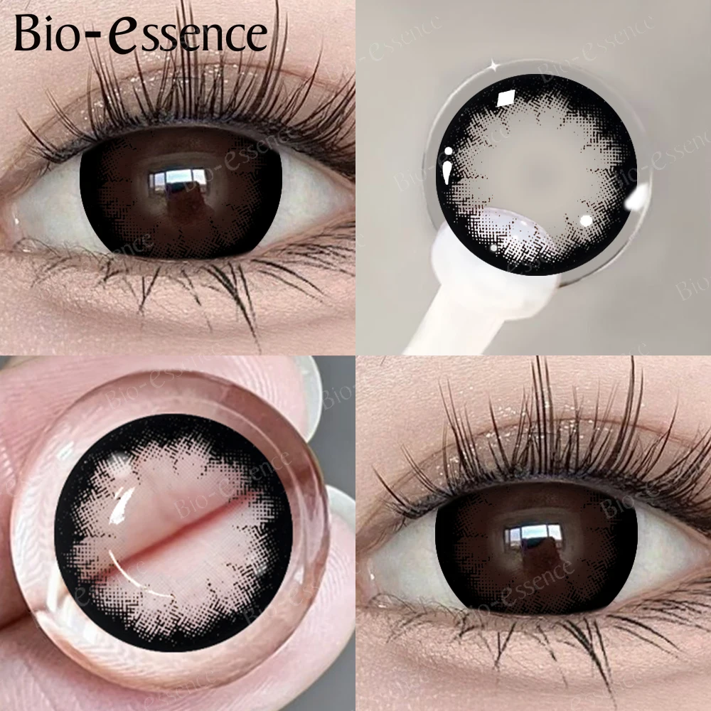 Bio-essence Black Lenses Korean Lenses Colored Contact Myopia Black Eye with Degree 1Pair Contact Lenses