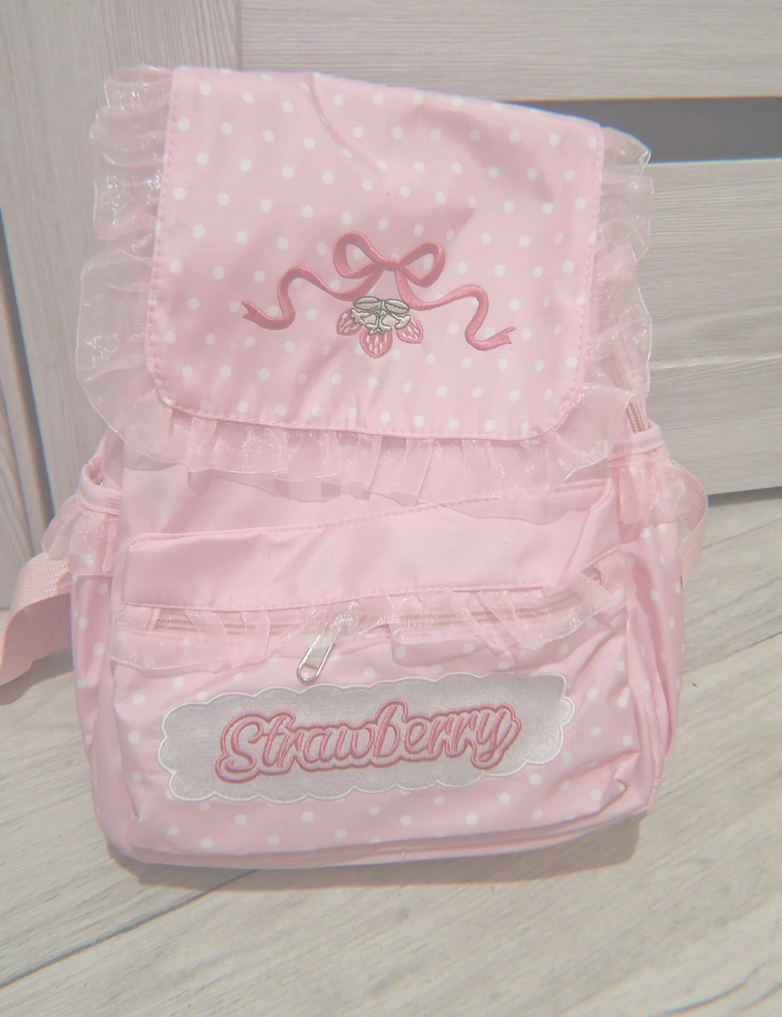 Pink Strawberry Backpack - Jojifuku Aesthetic photo review