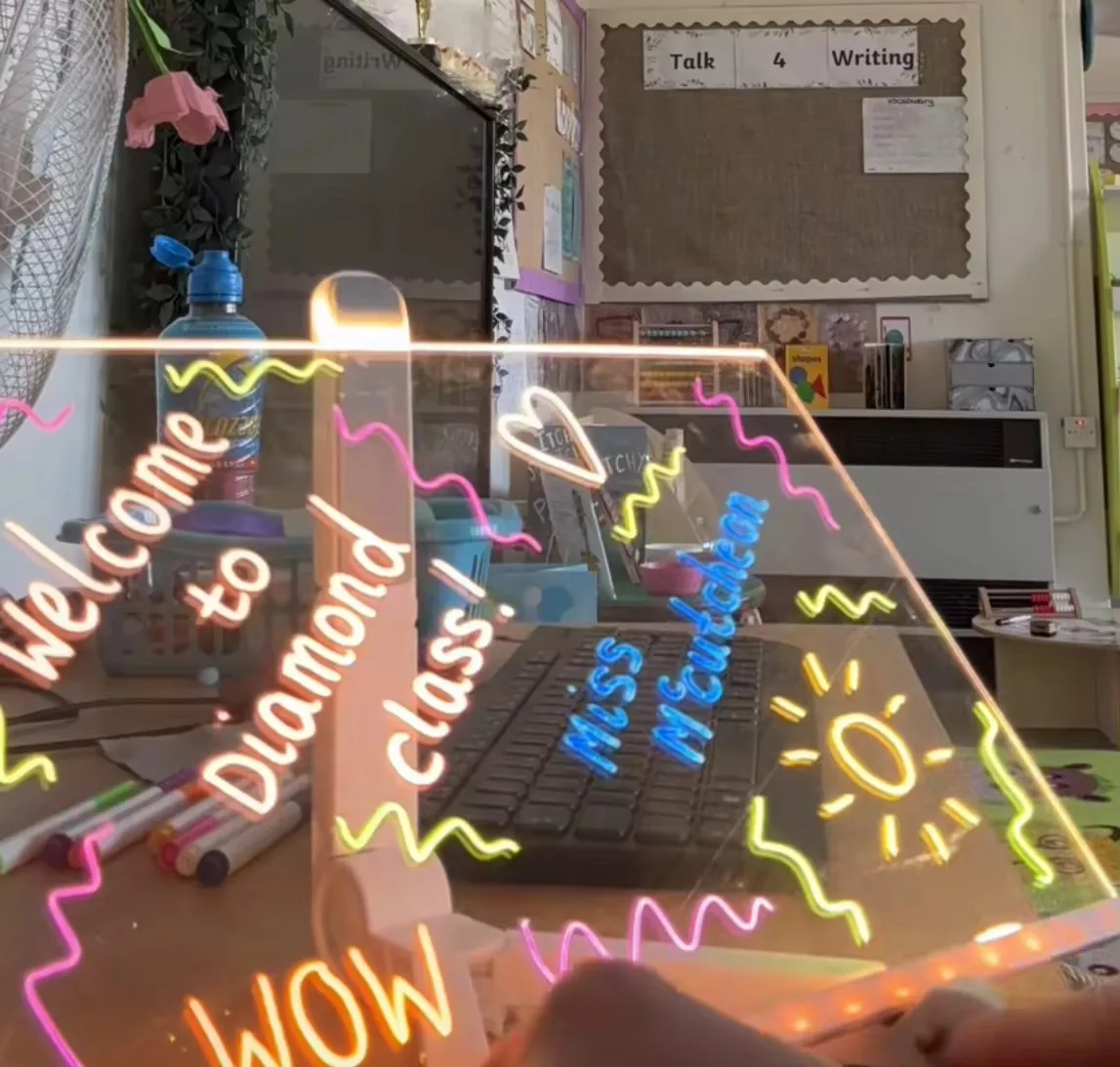 Glowing LED Drawing Board Lamp Transparent Acrylic Message Note Board Erasable Memo USB Night Light Birthday Christmas Gifts