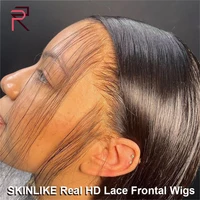 13x6 Hd dentelle frontale perruques cheveux humains 36 pouces prêt à porter sans colle perruques cheveux humains dentelle avant perruque pré plumée cheveux vierges crus 1