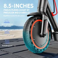 Trottinette électrique pliable T3 pour adultes, 350W, vitesse 25 km/h, trottinette électrique tout-terrain, pneus alvéolés solides de 8,5 pouces 6