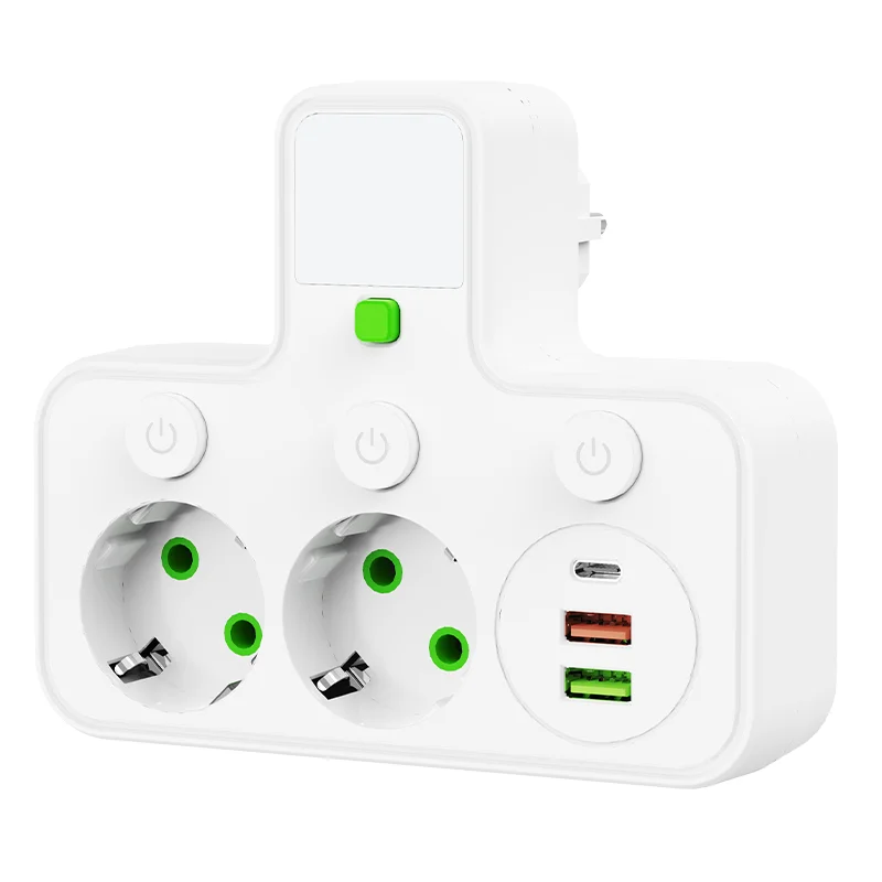 ตัวเลือกสินค้า เต้ารับผนัง 4 ช่อง พอร์ต USB + Type-C ปลั๊ก EU สวิตช์ไฟ