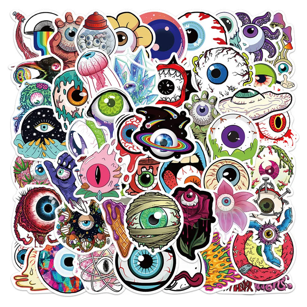 

10/30/52PCS Horror Eyeball Stickers Cool Cartoon Graffiti Decals DIY Laptop Suitcase Phone Notebook Motorcycle Sticker Kids Toy