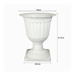 Elegant Vintage Roman - Style Pedestal Flower Pot - Large Round Decorative Planter with Raised Base and Wide Mouth (Pot B)