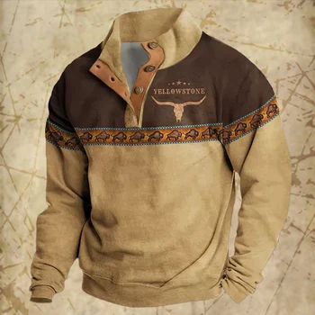 Sudadera con Capucha Vintage Hombre - Jersey Manga Larga con Botones, Estilo Oversize Informal de Moda