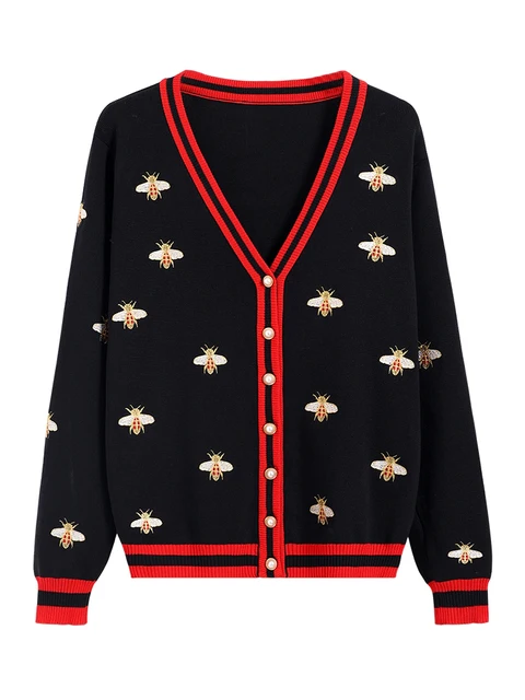 Designer Bee Embroidery Cardigan 