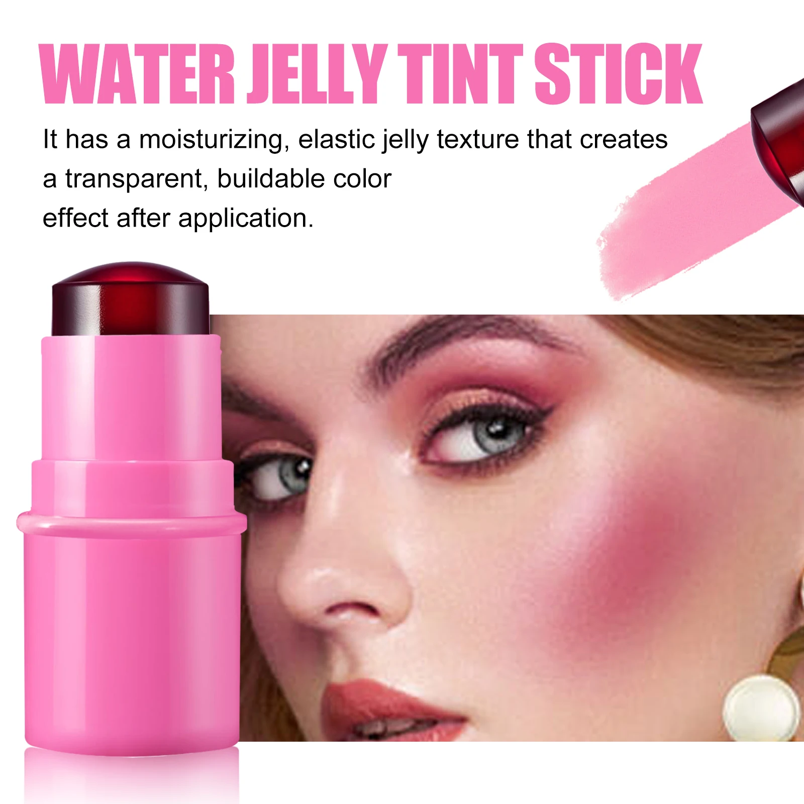 EELHOE Water Jelly Blush Stick Brighten Skin Lasting Waterproof Moistured Clear Lip Gloss Multi-use Matte Blush Korean Cosmetics 5