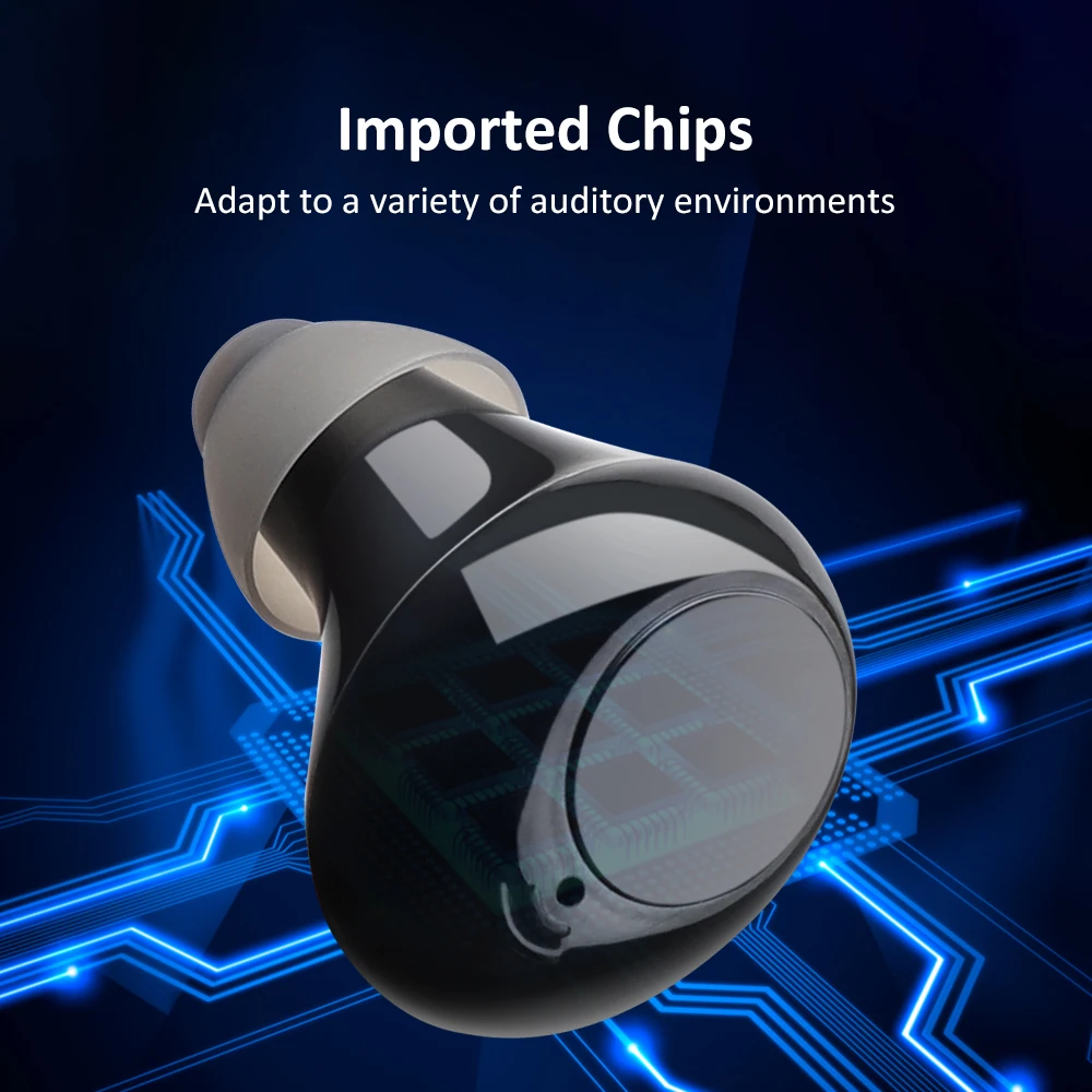 Intelligent Hearing Aid Low-Noise Wide-Frequency Ear Care Sound Amplifier with Charger Box Elderly In-Ear Deaf Mini Hearing Aid