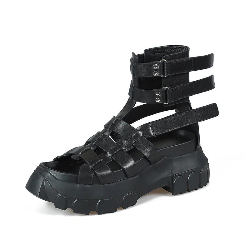 

Owen Seak Women Sandals Platform High Top Black Casual Rome Gladiator Height Increasing Slippers Summer Slides Shoes