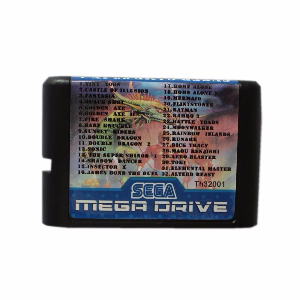 SEGA Super Game 32 In 1 16 Bit MD Game Card For Sega Mega Drive For Genesis