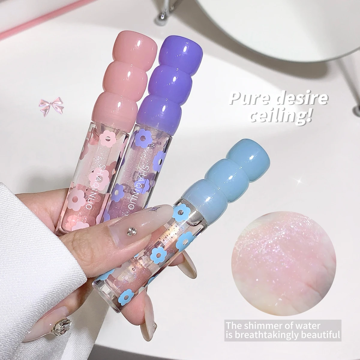 Shimmering Dewy Hydrating Lip Oil Gloss - Intense Moisturizer with Lightweight, Non-Sticky Shine - Perfect Long-Lasting Lip Care 3
