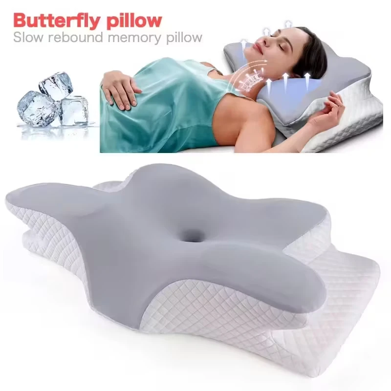 1pc Slow Rebound Cervical Pillow, Ergonomic Neck Contour Support for Side Sleep, Machine Washable Cool Soft Pillow Cover
