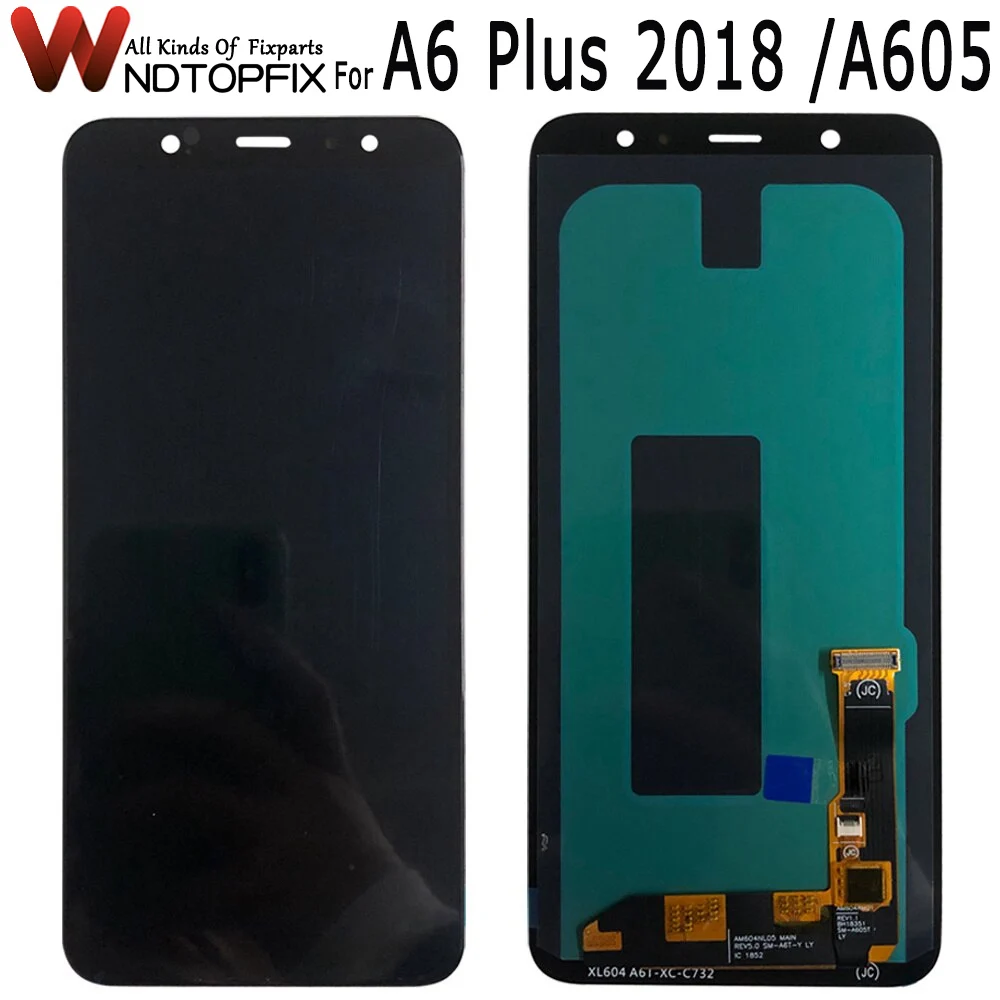 

ЖК-дисплей AMOLED для Samsung Galaxy A6 Plus 2018 A605, дигитайзер сенсорного экрана в сборе для Samsung A6 Plus A605F A605FN, ЖК-дисплей
