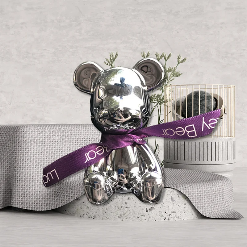 

Lucky Bear Car Perfume Air Conditioner Outlet Clip Decoration Car Air Freshener Lovely Cartoon Silver Bear Auto Flavoring