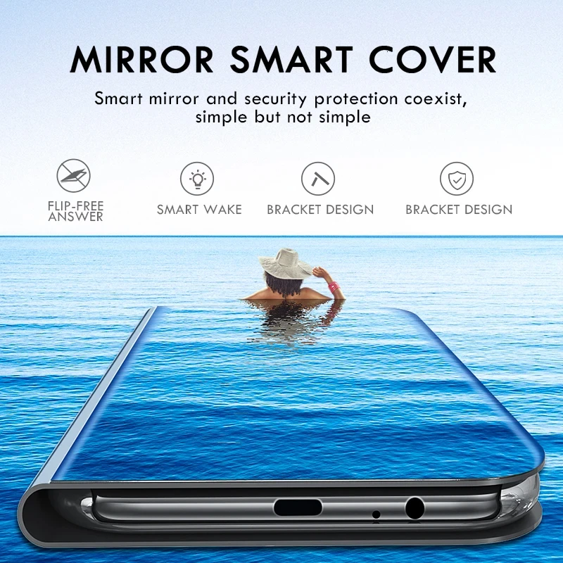 Elegant Mirror Flip Leather Case - Premium Standard Cover