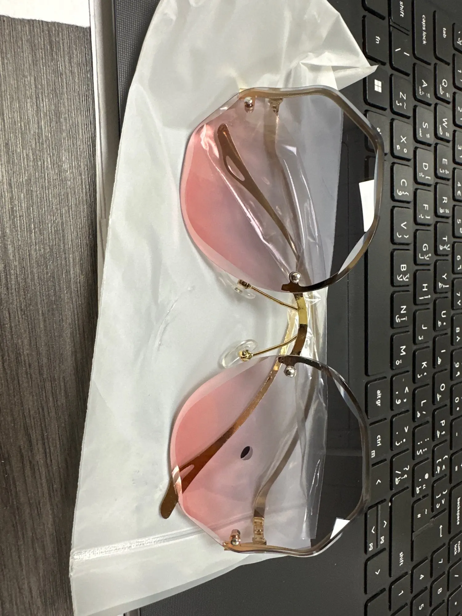 Irregular Round Sunglasses - Rimless Gradient Metal Women's Shades photo review