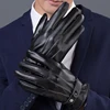 Men Winter PU Leather Black Gloves Button Warm Mittens Outdoor Sports Driving Skiing Men's Windproof Gloves Winter Supplies 4