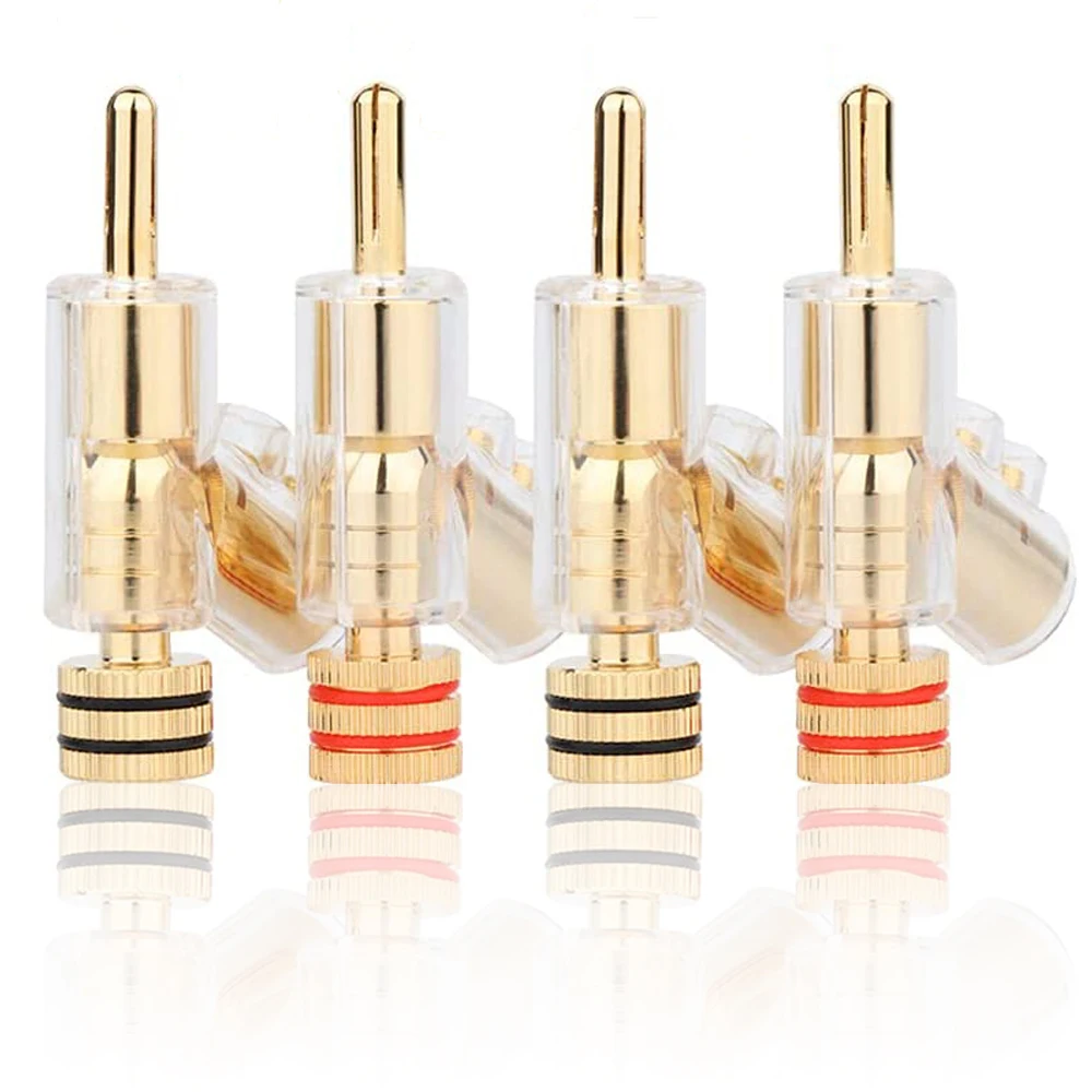 4Pcs HIFI Gold Plated Lockable Banana Connectors - Speaker Cable Banana Plugs Description Image.This Product Can Be Found With The Tag Names Banana plugs hifi speaker, Banana plugs speaker cables, Banana plugs speaker hi fi, Speaker banana plug connectors